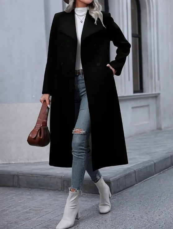 Woolen Long Slim-fit Women's Coat